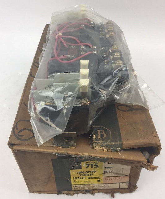 ALLEN BRADLEY 715-BOD117 TWO SPEED STARTER SEPARATE WINDING SIZE 1 120V 60HZ