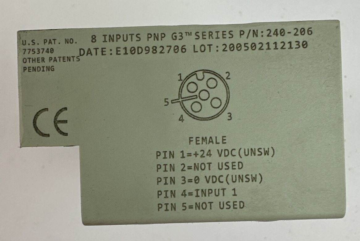 NUMATICS 240-206 8 INPUT PNP G3 SERIES