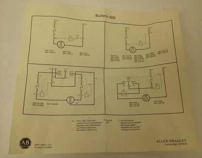 ALLEN BRADELY 600-TQX110 SER.B, MANUAL MOTOR STARTER  240V, NO KEY