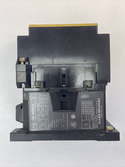 ALLEN BRADLEY 100-A60N*3 CONTACTOR SER C 60A 600VAC 50HP COIL120V 60HZ