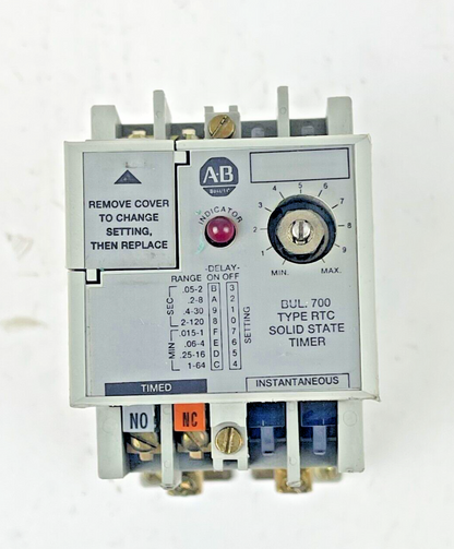ALLEN BRADLEY - 700-RTC00110U1 SER. A - SOLID STATE TIMER RELAY - 110/120 VAC