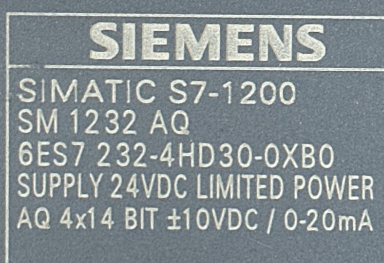 SIEMENS 6ES7 232-4HD30-0XB0 SIMATIC S7-1200 ANALOG OUTPUT MODULE SUPPLY 24VDC