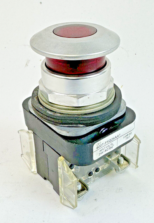 ALLEN-BRADLEY - 800T-FXQ24RAA1 SER. T - RED MUSHROOM PUSH/PULL BUTTON W/ BLOCK
