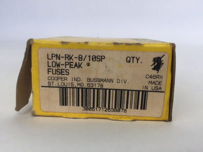 LOW-PEAK LPN-RK-8/10SP DUAL ELEMENT TIME-DELAY FUSE 8/10A 250VAC (BOX OF 5)