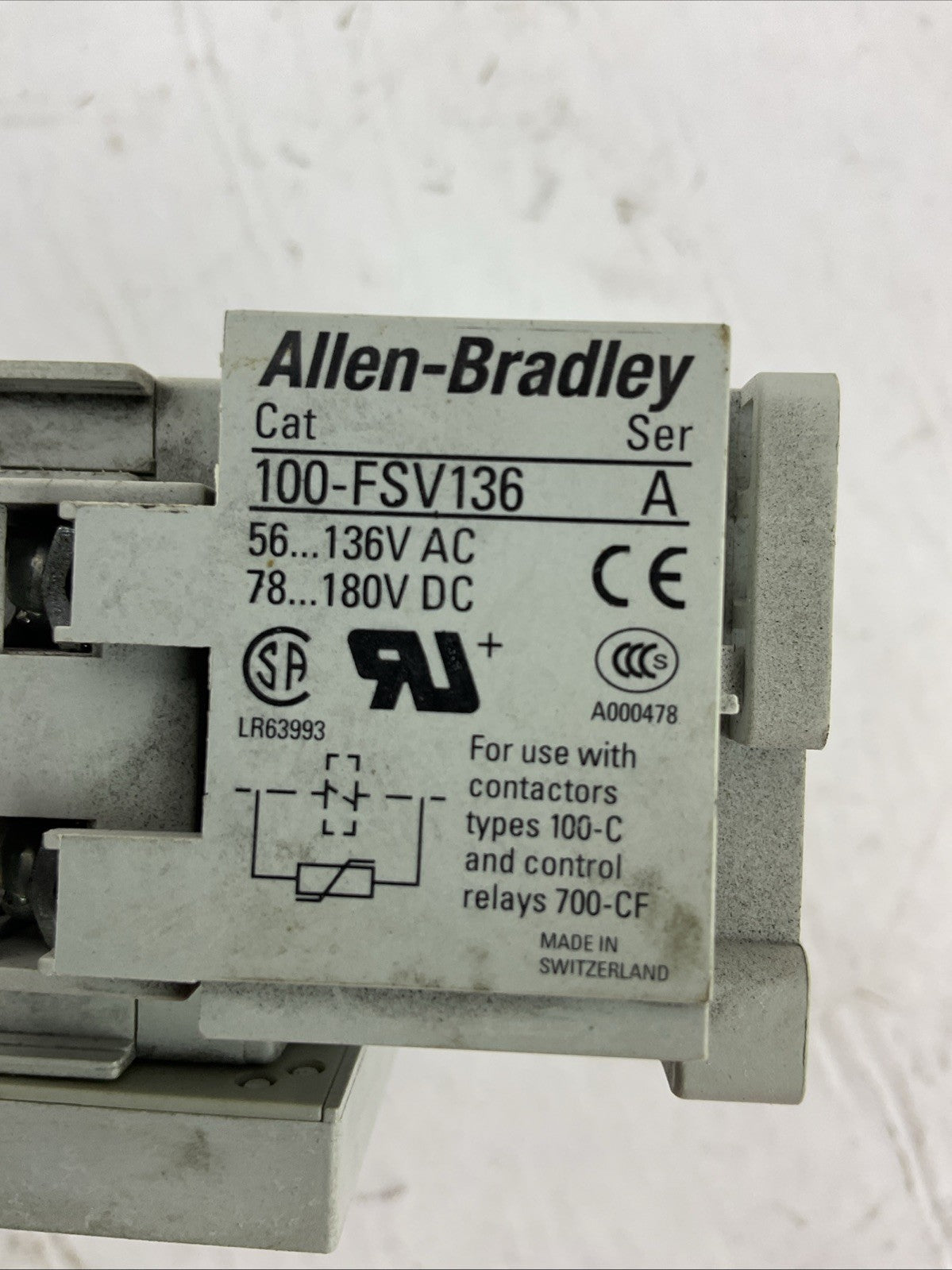 ALLEN BRADLEY 100-C37*00 SER C CONTACTOR 600VAC 60A COIL 120V 100-F 100-FSV136