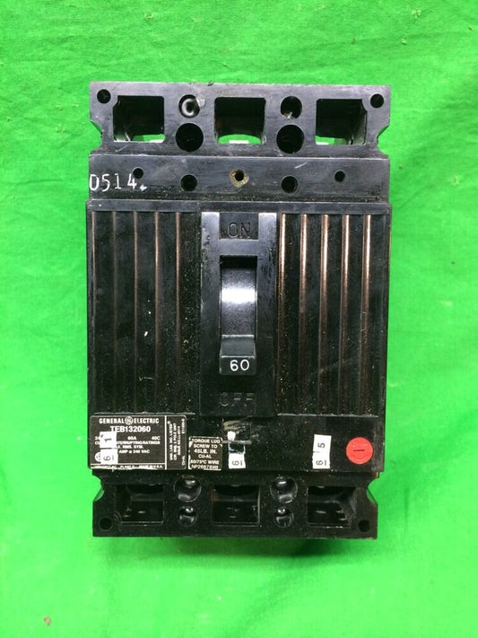 GENERAL ELECTRIC 60 AMP 3 POLE CIRCUIT BREAKER TEB132060 240 VAC