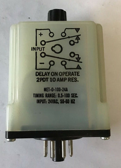 GUARDIAN CALIFORNIA MET-0-100-24A RELAY RANGE 0.5-100SEC 24VAC
