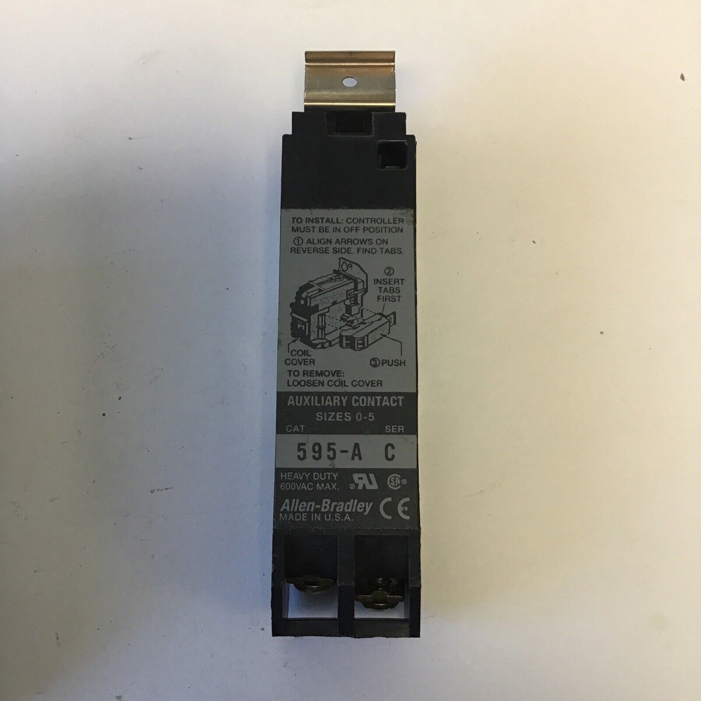ALLEN BRADLEY 595-A SERIES C & 595-A SERIES B AUXILIARY CONTACT