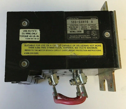 ALLEN BRADLEY 593-COV16 SERIES A OVERLOAD RELAY 120-600VAC NEMA B600