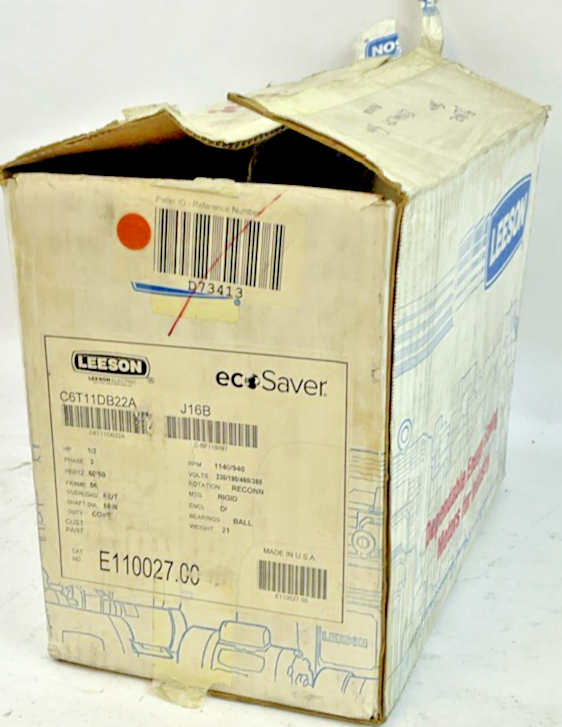 LEESON E110027.00 ECOSAVER MOTOR 1/2HP 1140/940RPM 230/190/460/380V 3PH FRM:56