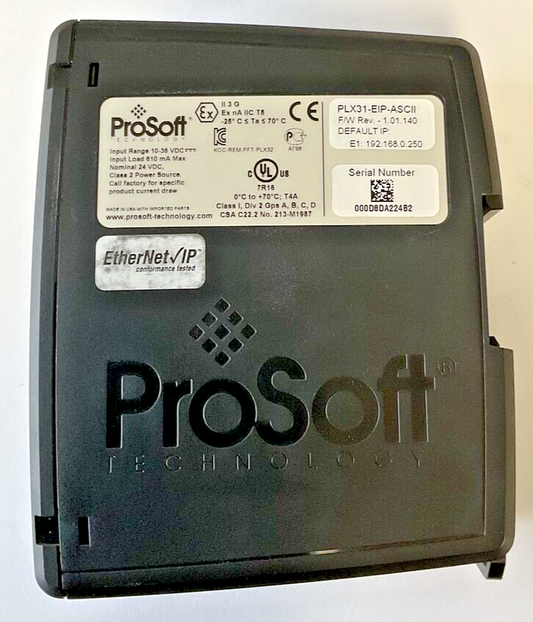 PROSOFT PLX31-EIP-ASCII COMMUNICATIONS MODULE  F/W REV. 1.01.140 36VDC