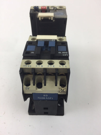 TELEMECANIQUE LC1 D09 10 CONTACTOR 600 VAC 3 PHASE W/ LR2 D1307 OVERLOAD RELAY