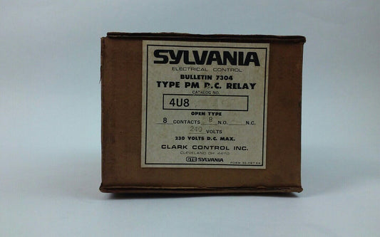 SYLVANIA BULLETIN 7304 TYPE PM D.C. RELAY 4U8 8 CONTACTS 240V