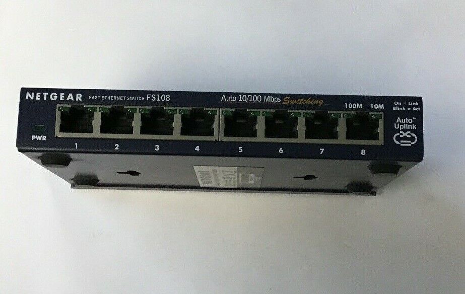 NETGEAR ProSafe FS108 8-Port FAST ETHERNET SWITCH 10/100Mbps 7.5VDC 1A (LOTOF3)