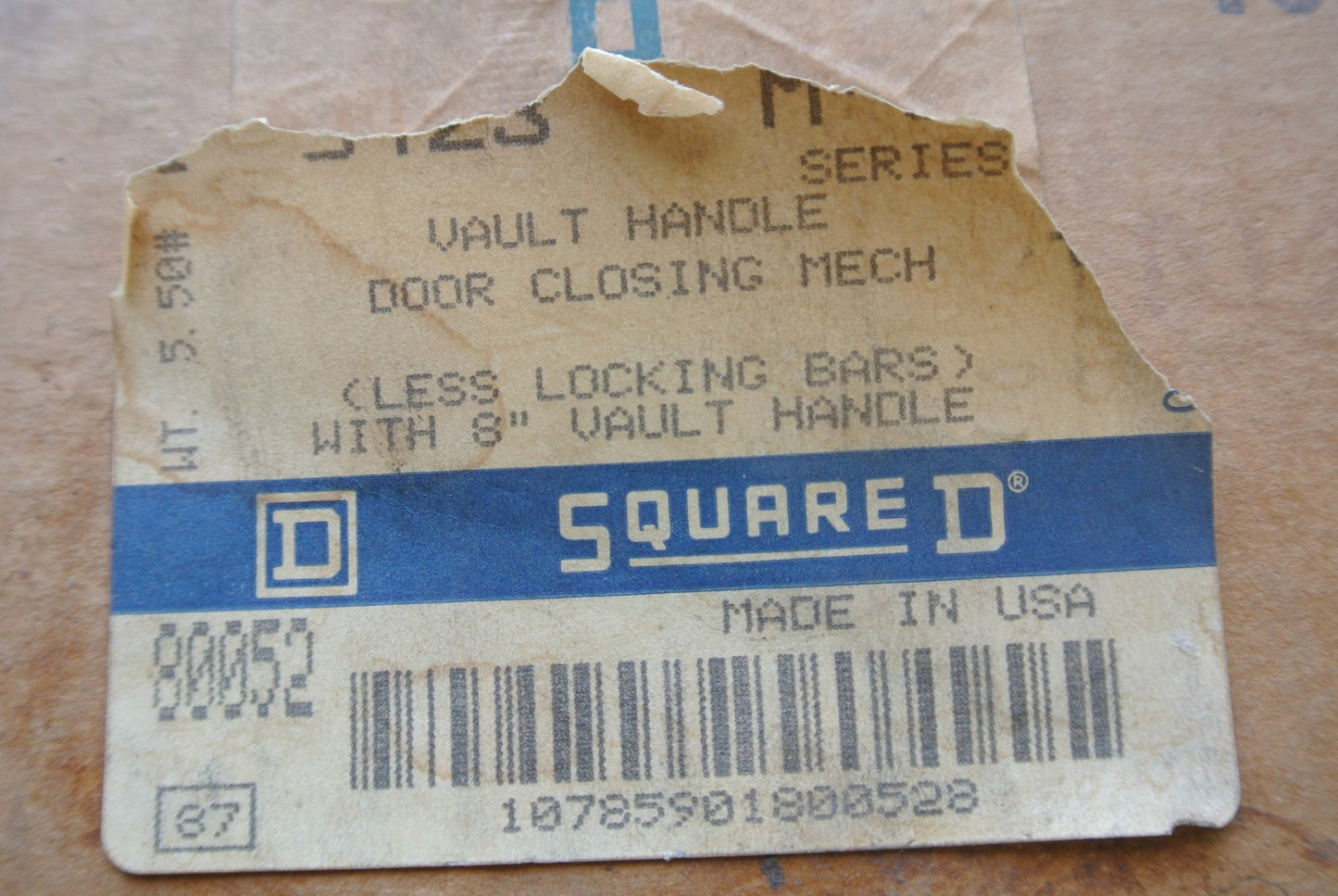 SQUARE D 9423 M8 - 8" VAULT HANDLE DOOR CLOSING MECHANISM - NEW SURPLUS