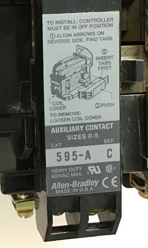 ALLEN BRADLEY 500F-B0D930 SER.B SIZE 1 CONTACTOR 600VAC 27AMP 10HP 120V COIL