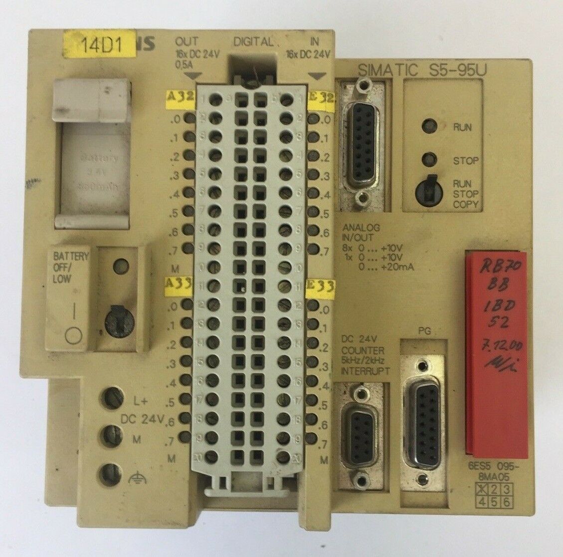 SIEMENS 1P 6ES5 095-8MA05 PROGRAMMABLE CONTROLLER  SIMATIC S5 MODULE