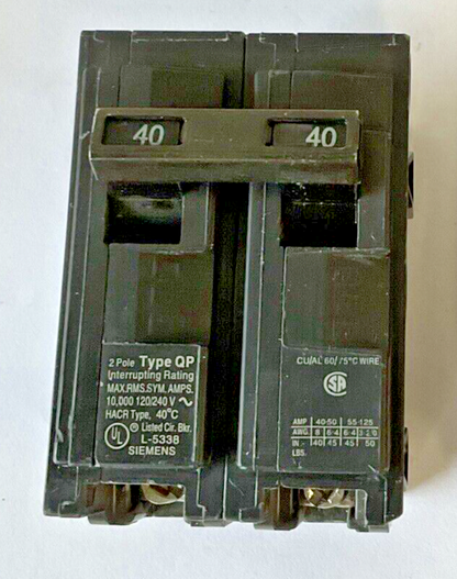 SIEMENS Q120(1POLE) & Q240(2POLE) CIRCUIT BREAKER 120/240VAC 20, 40A 60HZ