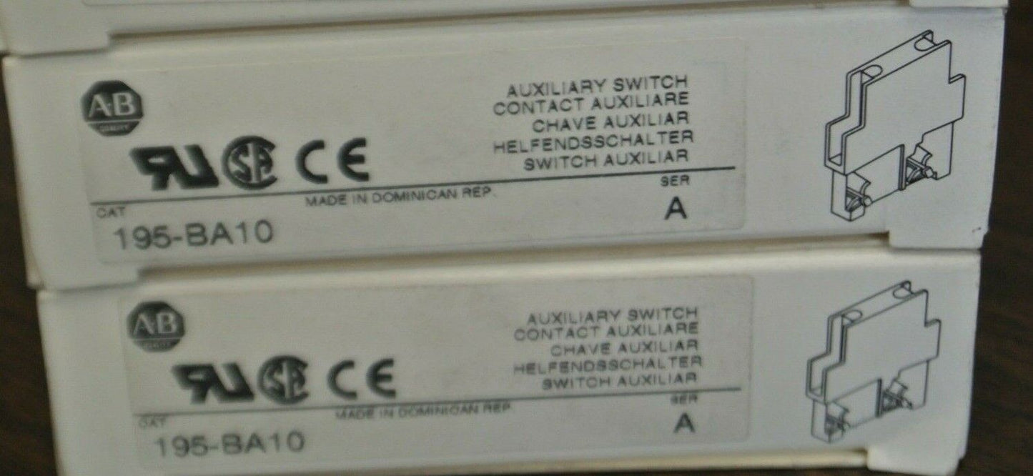 LOT of 2 / ALLEN-BRADLEY 195-BA10 AUXILIARY SWITCH / AUX. CONTACT / NEW SURPLUS