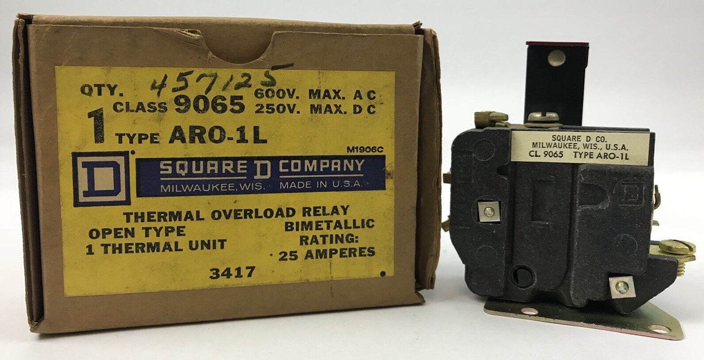 Square D 9065 ARO-1L Thermal Overload Relay 600 V Max AC 250 V Max Dc