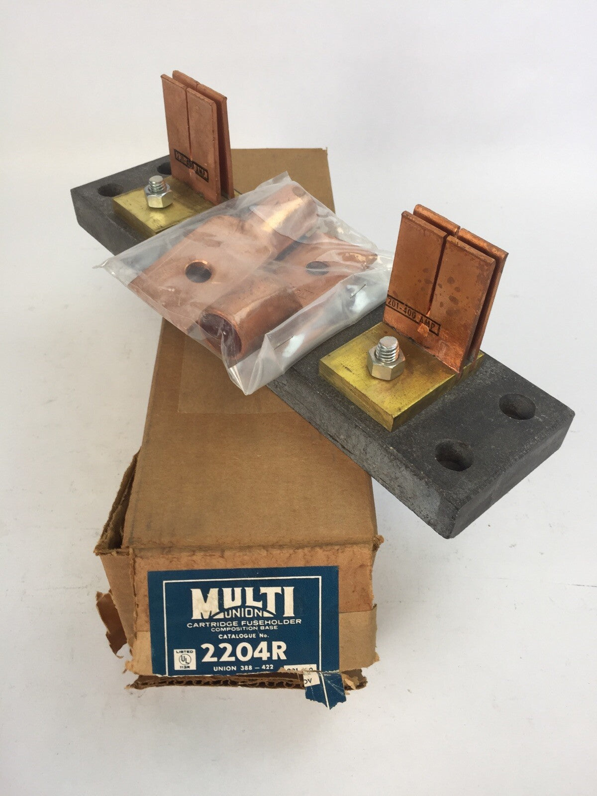 MULTI UNION 2204R CARTIDGE FUSE HOLDER COMPOSITE BASE 201-400AMPS 250V M400A
