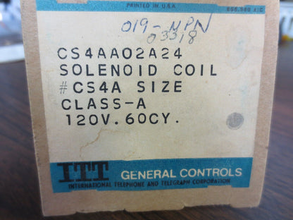 ITT GENERAL CONTROLS CS4AA02A24 SOLENOID COIL - SIZE CS4A - CLASS A, 120/60 NEW