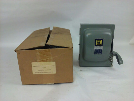 SQUARE D HU361, SER. A2, H.D. SAFETY SWITCH, 30A, 600V, NON FUSIBLE, INDOOR, NEW