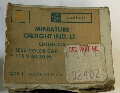 GE CR104C132 OILTIGHT INDICATOR LIGHT 115V 60/50Hz
