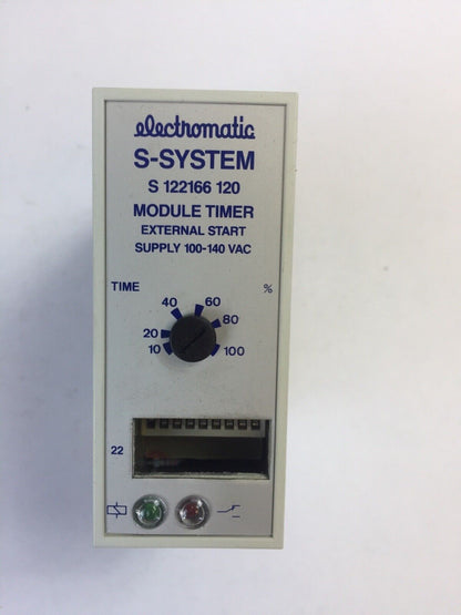 ELECTROMATIC S-SYSTEM S 122166 120 MODULE TIMER EXTERNAL START SUPPLY 100-140VAC