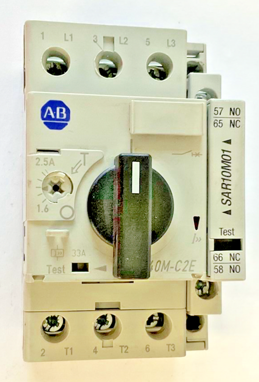 ALLEN BRADLEY 140M-C2E-B25 CONTACTOR SER.B W/ 140M-C-A AUX. CONTACT SER.A