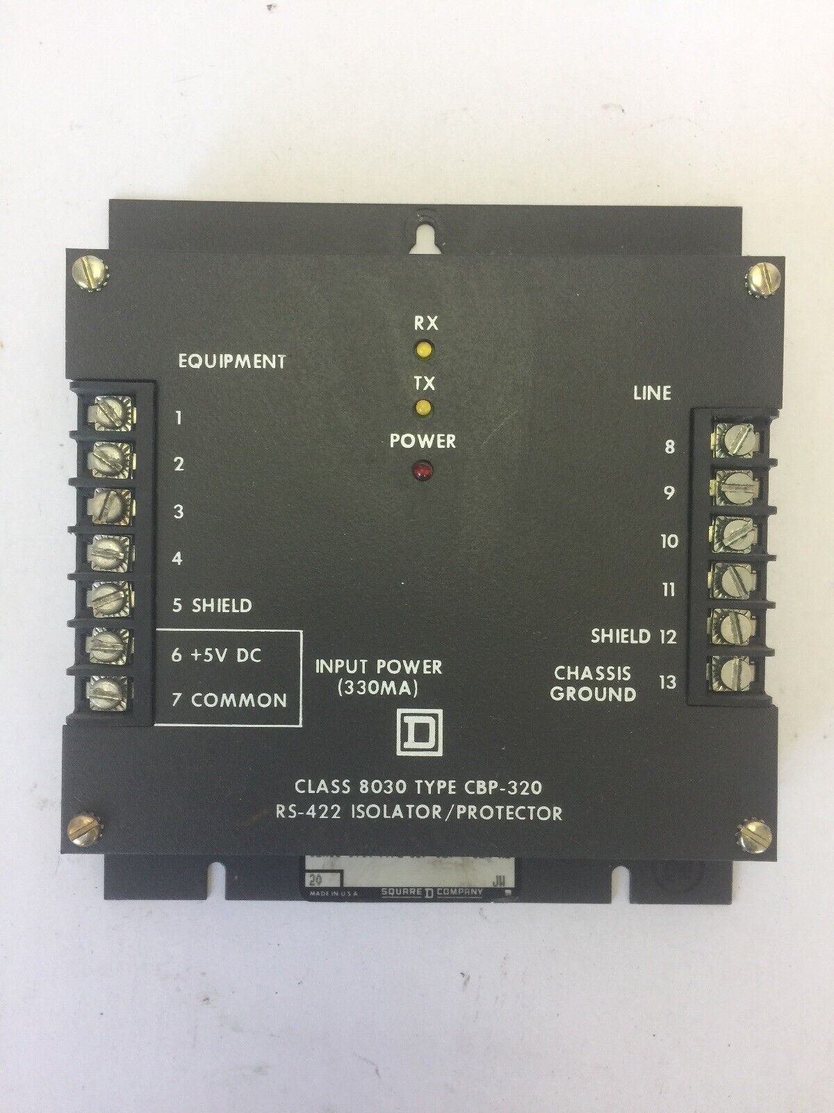 SQUARE D 8030 CBP-320 RS-422 ISOLATOR/PROTECTOR SER A1