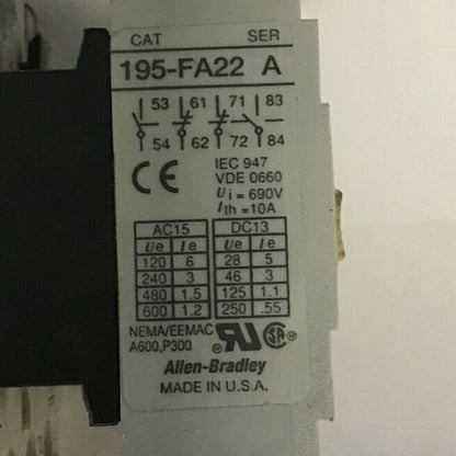 ALLEN BRADLEY 100-A24NZ*3 SER.B W/ 195-BA01 SER.A & 195-FA22 SER.A ***LOTOF2***