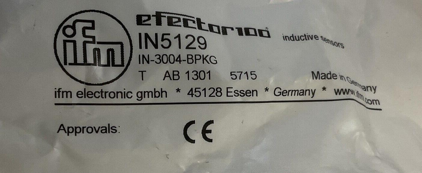 IFM IN5129 IN-3004-BPKG INDUCTIVE PROXIMITY SWITCH 10-36VDC 250MA