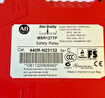 ALLEN BRADLEY 440R-N23132 SAFETY RELAY 24VAC/DC SER. C 50/60HZ 2W