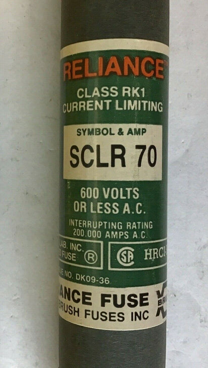 RELIANCE SCLR 70 FUSE CLASS RK1 600VAC 70AMP CURRENT LIMITING