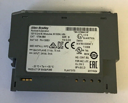 ALLEN BRADLEY 1734-IB8 SINK INPUT 24VDC SER.D