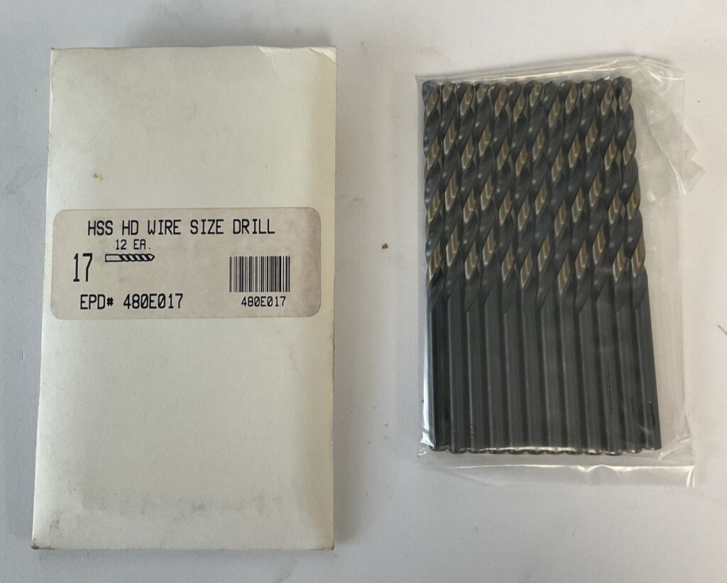 JOBBER DRILL BITS 480E017 HSS HD WIRE SIZE DRILL 12 PER PACK ****LOTOF2***