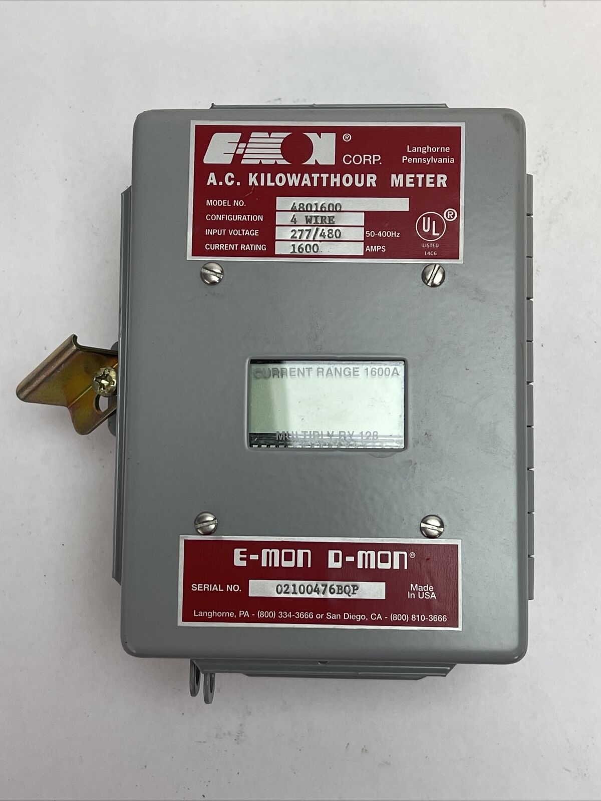 E-MON 4801600 AC KILOWATTHOUR METER 4WIRE 277/480V 50-400HZ 1600AMP D-MON