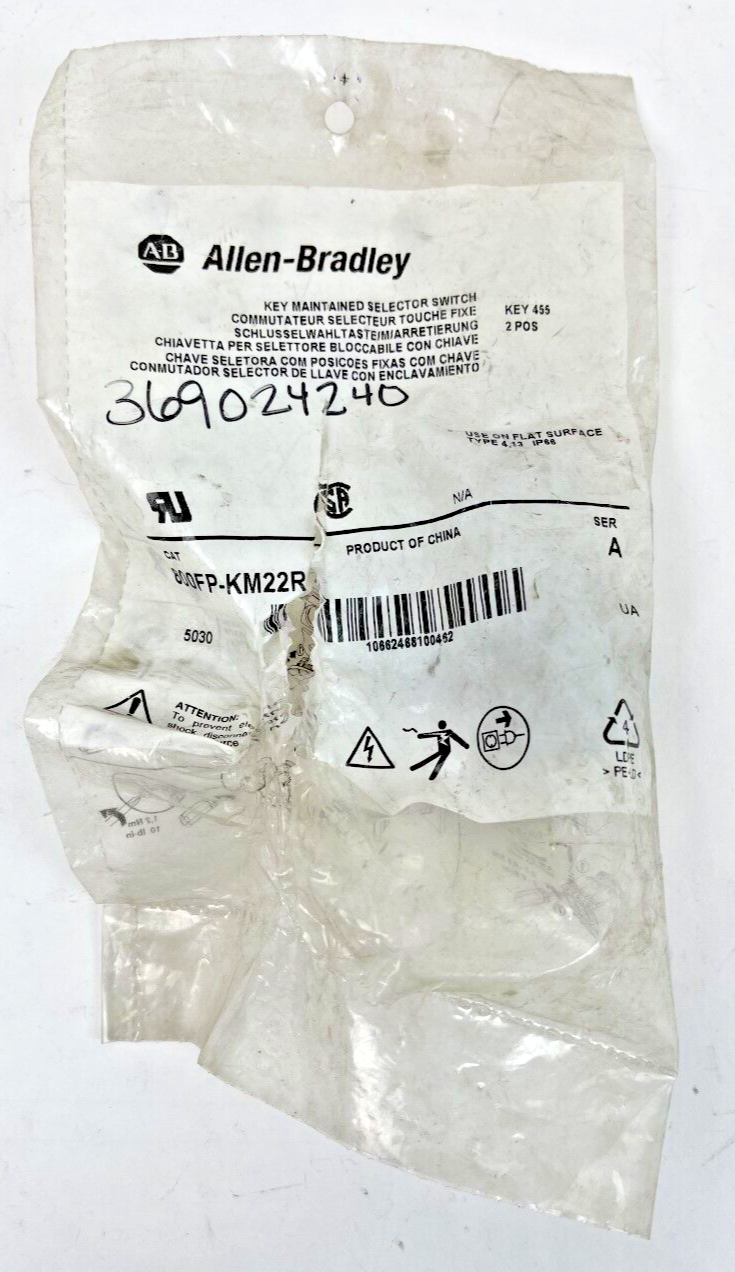 ALLEN BRADLEY - 800FP-KM22R - KEYED SELECTOR SWITCH - SERIES A