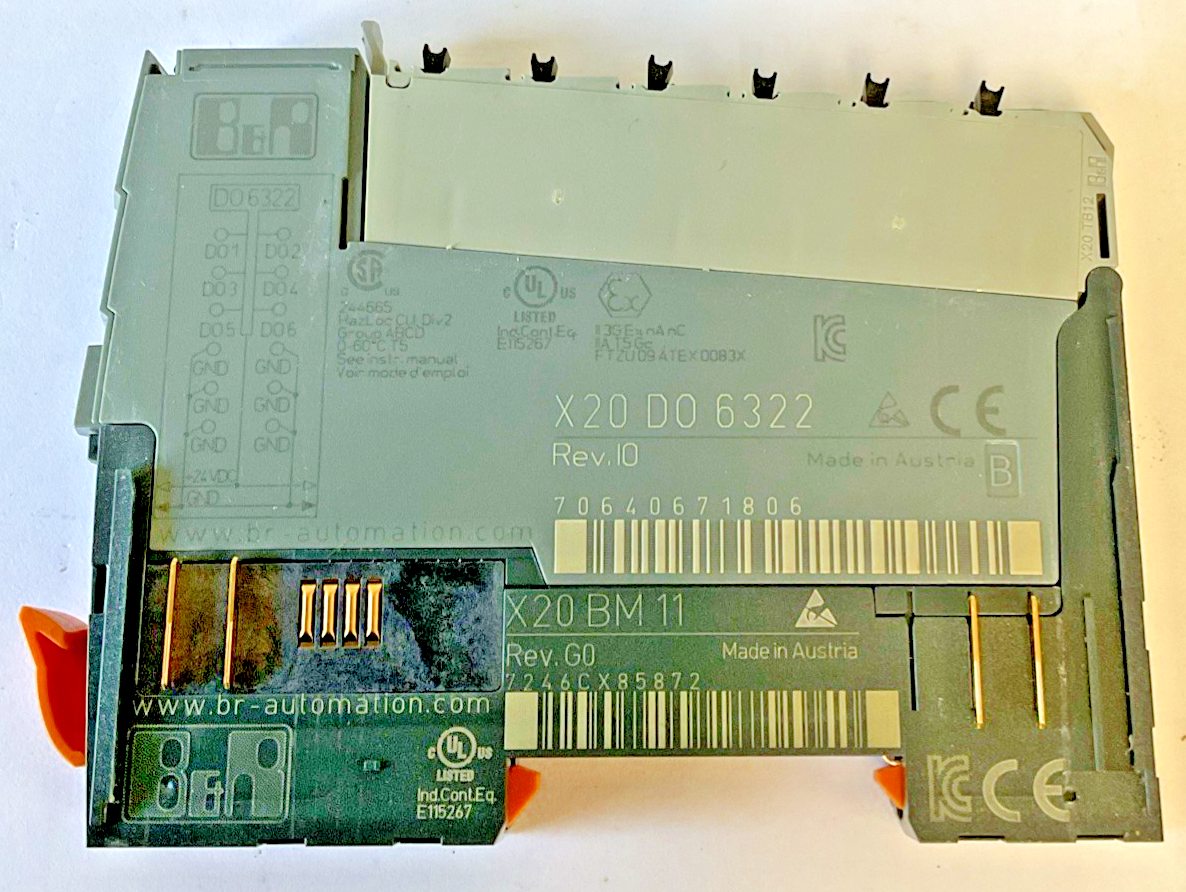 B&R X20 D0 6322 DIGITAL OUTPUT PLC REV.IO / X20 BM 11 REV. G0 BASE