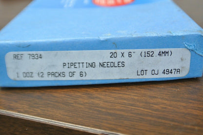 LOT of 10 / POPPER PIPETTING NEEDLES 7934 / 20 x 6"  (152.4mm) / NEW SURPLUS