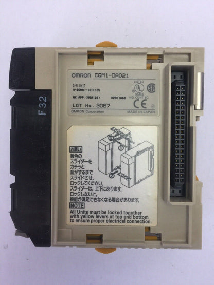 OMRON CQM1-DAO21 D/A UNIT 0-20mA/-10-+10V