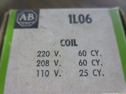 ALLEN-BRADLEY 1L06 OPERATING COIL, 208-220V 60Hz / 110V 25Hz / NEW SURPLUS