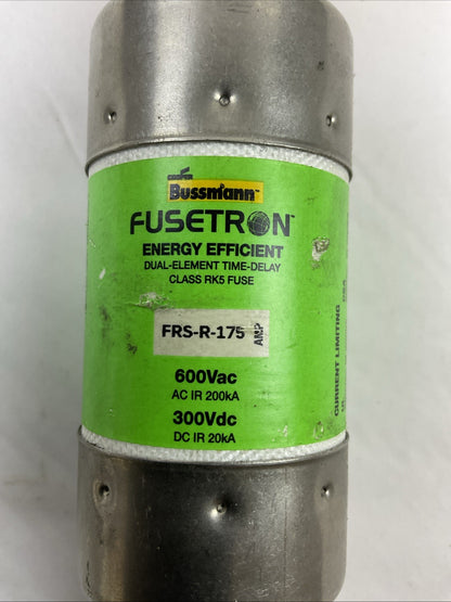 BUSSMANN FRS-R-175 600VAC 300VDC 175AMP CLASS RK5 FUSE DUAL-ELEMENT TIME-DELAY
