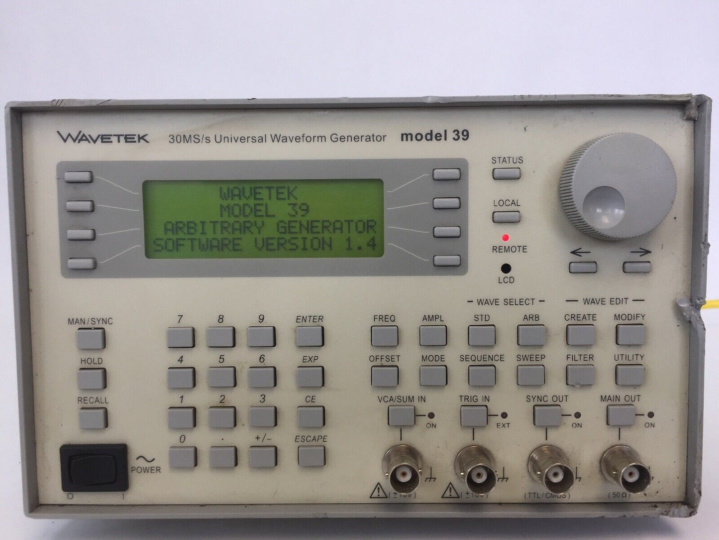 WAVETEK MODEL 39 30MS/s UNIVERSAL WAVEFORM GENERATOR 198-264VAC 250mA(T)250V HRC