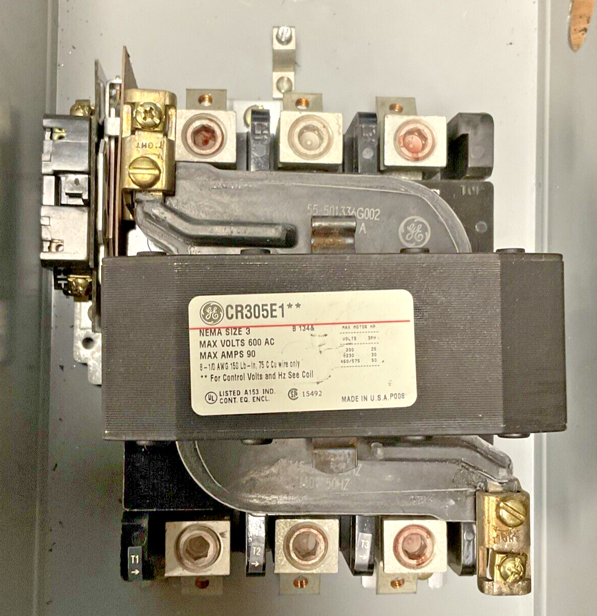 GENERAL ELECTRIC CR305 MAGNETIC CONTACTOR CR305E1** SZ 3 600VAC