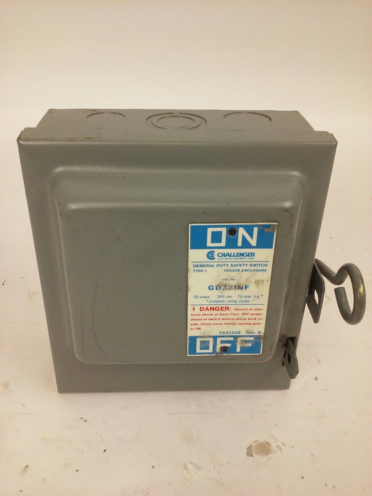 CHALLENGER GD321NF, 30A, 240V, 7 1/2 MAX H.P., TYPE 1 INDOOR, SAFETY SWITCH, NEW