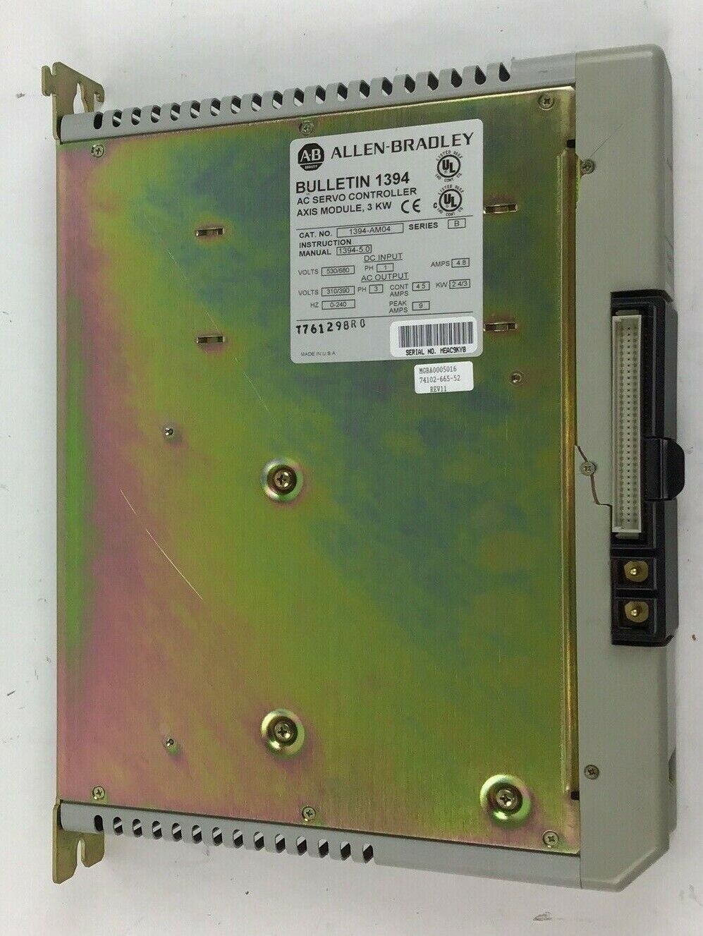 ALLEN BRADLEY 1394-AM04 SERVO CONTROLLER SER.B 530/680V 4.8AMPS 0-240HZ
