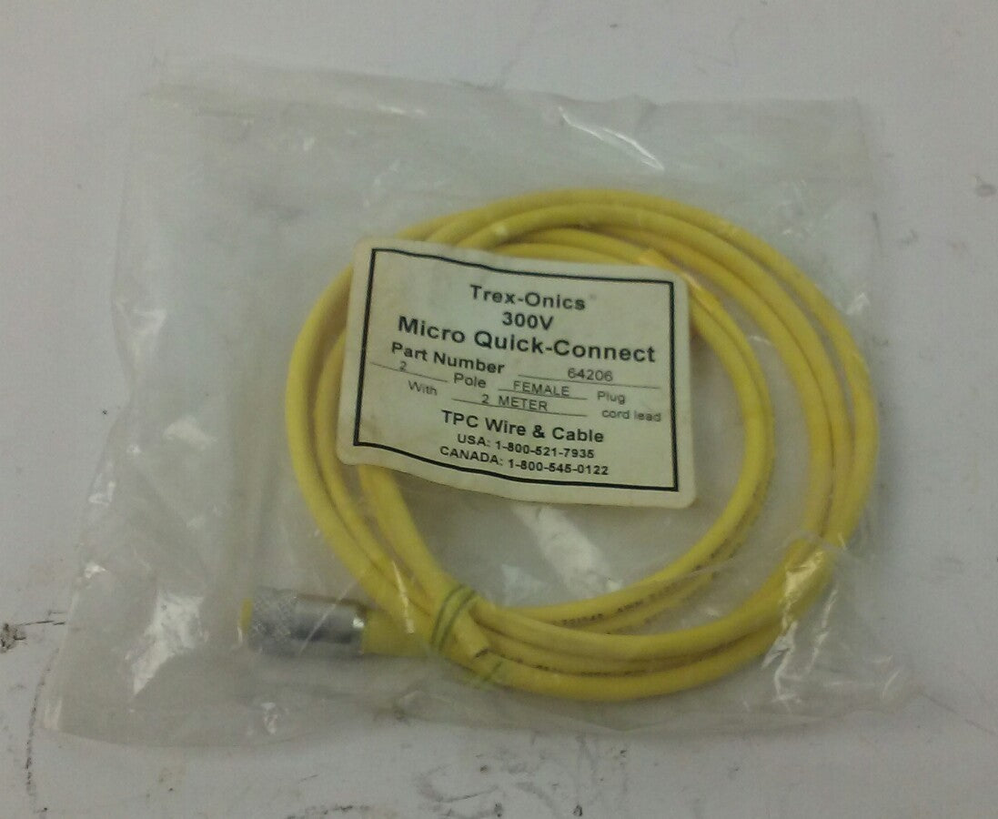 TREX-ONICS MICRO QUICK CONNECT CABLE 64206 2 POLE FEMALE W/ 2 METER  **NEW**