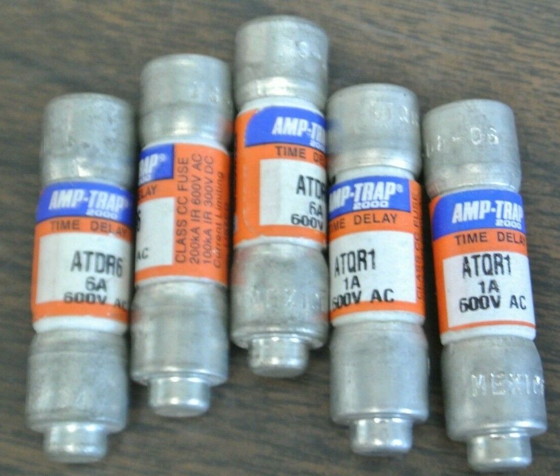 LOT of 5 / FERRAZ-SHAWMUT ATQR1 (2), ATQR6 (3) CLASS CC FUSES NEW SURPLUS